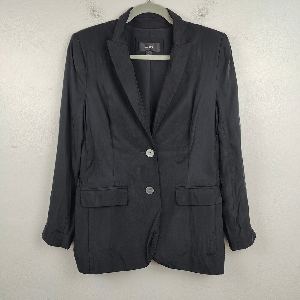 J Crew Limited-Edition Drapey Long Parke‎ Blazer Womens 2 Cupro Blend Black